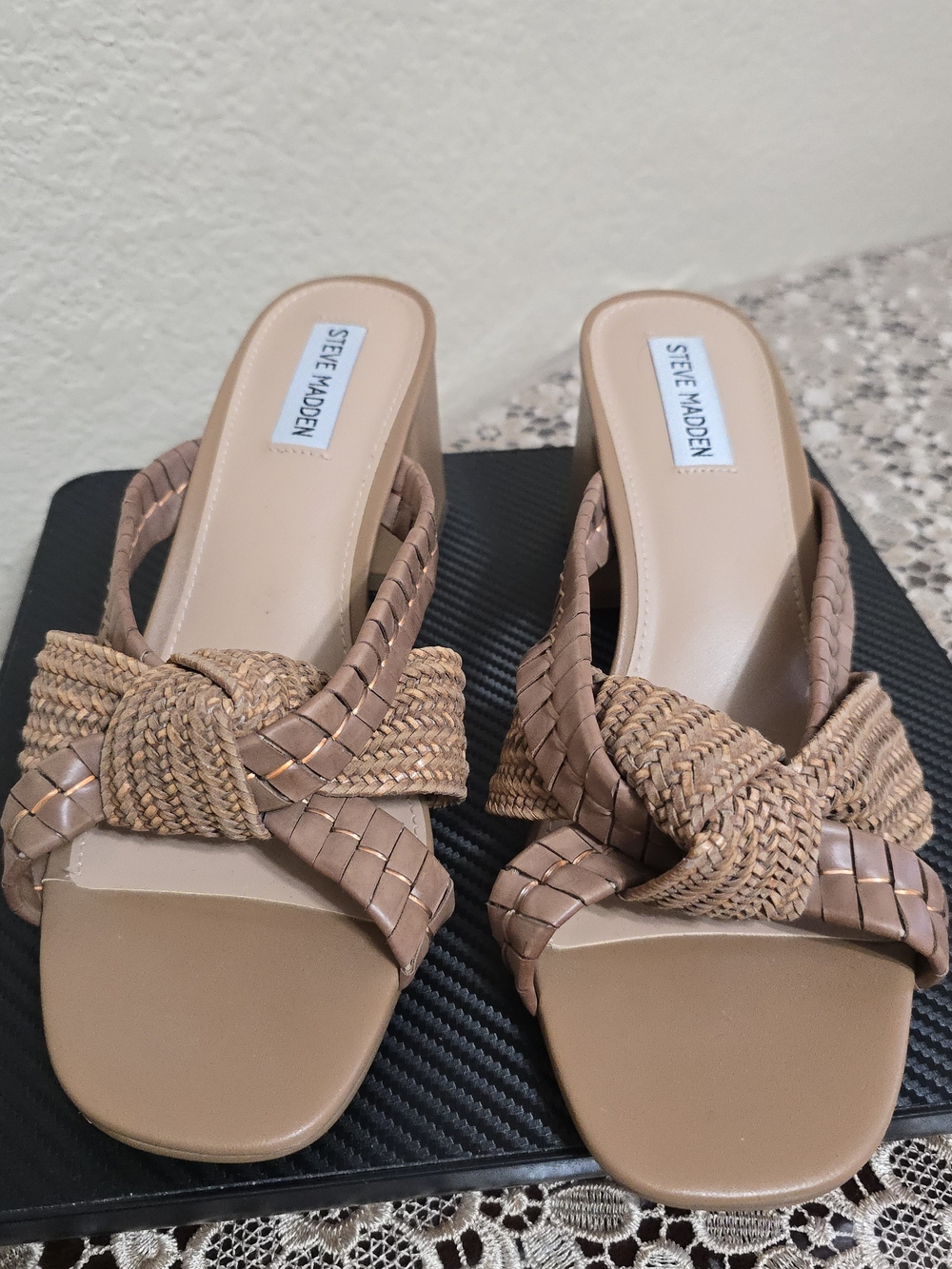 Steve Madden Braided Knot Slide Sandals in Tan